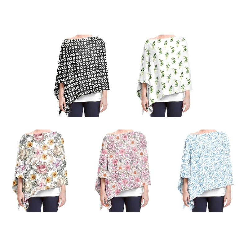Baby Nursing Cover Breathable Breastfeeding Cover Baby Feeding Blanket Privacy Apron with Printed Pattern Stroller