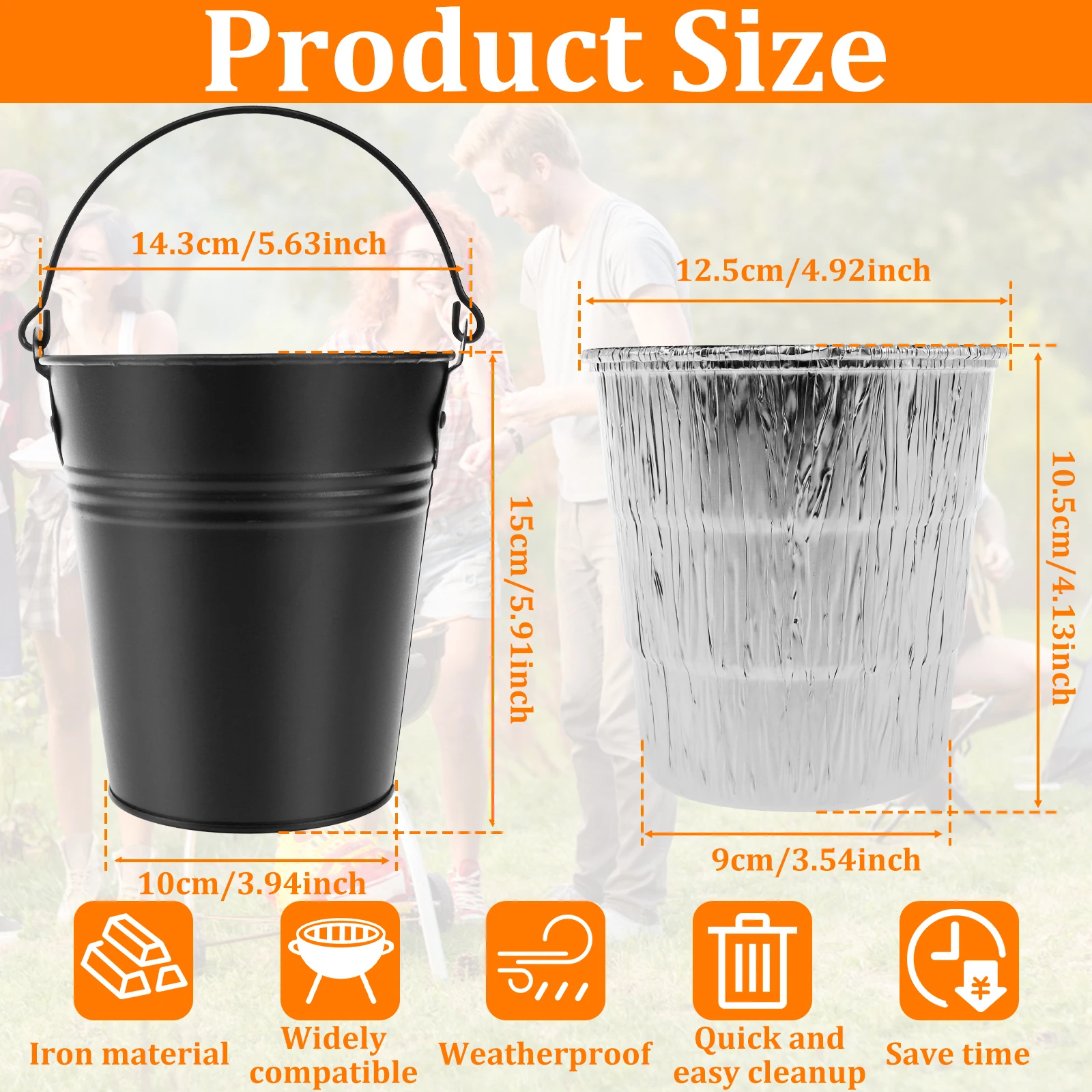 Grease Bucket Set Heat Resistant Bbq Tin Foil Grease Bucket Drip Tray Replacement Kit 15pcs Disposable Liners for BBQ Grills