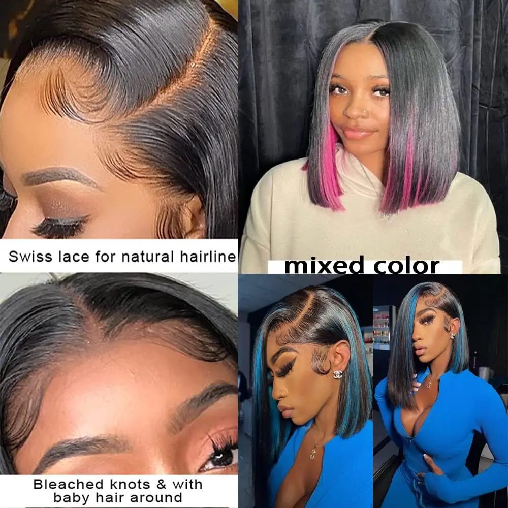 Luvin 13x4 HD Lace Frontal Human Hair Short Bob Wigs 200% Bone Straight Lace Front Wig Virgin Pre Plucked Baby Hair For Women
