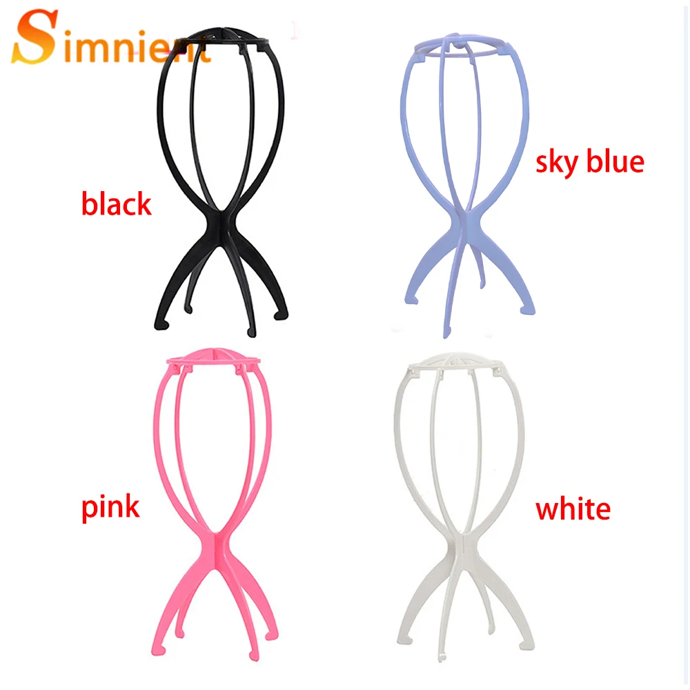 Ajustable Wig Head Stands Holder Colorful Plastic Durable Wig Hair Hat  Display Holder Stand Tool Portable Folding Wig Stand