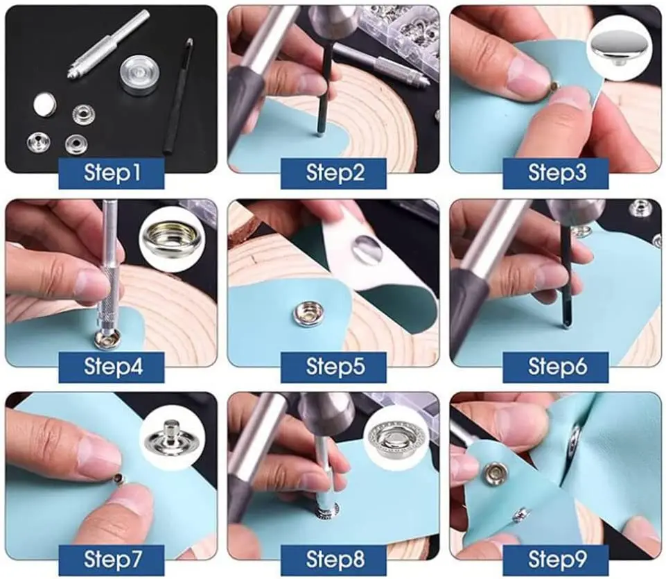 100pcs 15mm Snap Kit - 25 Sets Marine Grade Snap Fastener Stainless Steel Snap Buttons for Boat Cover,Sewing Leather ,Canvas 4