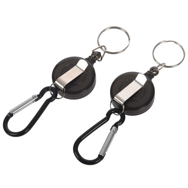 Badge Reel Retractable Recoil Yoyo Ski Pass Id Card Holder Key Chain Color Black Amount 4Pcs