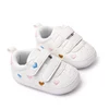 Baby White PU Sneaker Non-slip for Toddler Boys and Girls Cute Embroidery Stars and Hearts 6