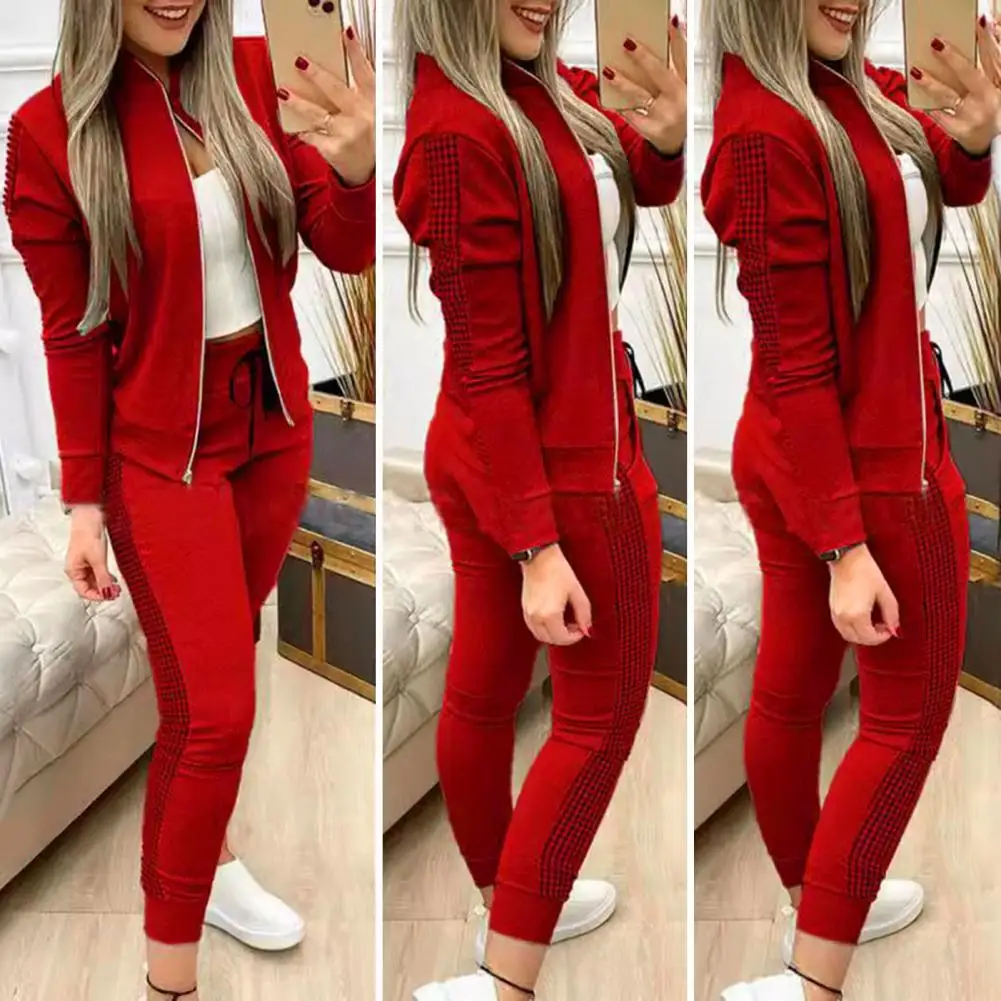 Women Tracksuit Stylish Women's Turtleneck Tracksuit Set Dot Print Sweatshirt Drawstring Pants Slim Fit Sports for Gym for Women 3