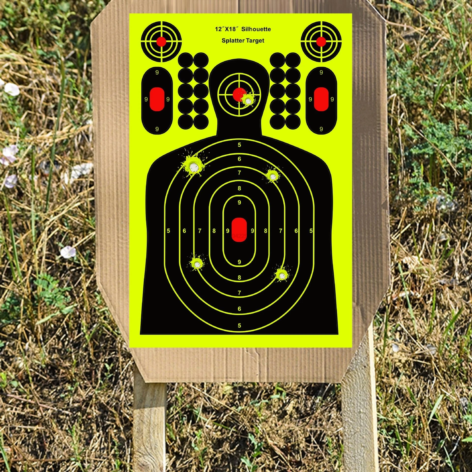 10pcs 8/12in Splatter Adhesive Bullseye Fluorescent Yellow Shooting Target Stickers for Handguns Rifles BB Guns Pellet Guns shooting targets stickers