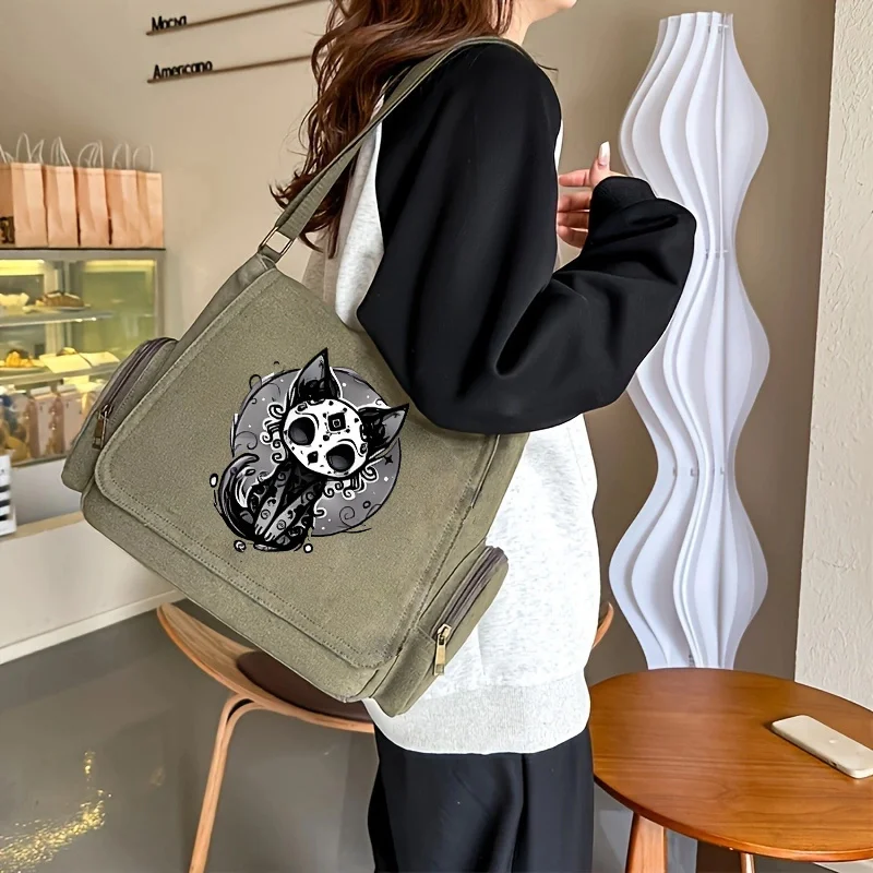 Frightened Cat Women's Shoulder Crossbody Bags Large Capacity Vintage Messenger Bag Daily Commuting