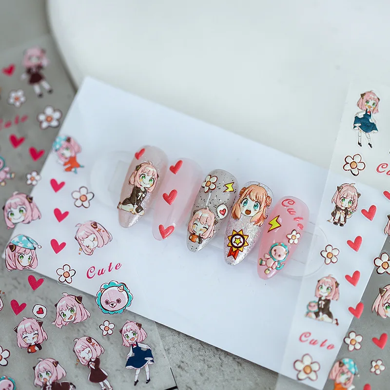 

Japanese Kawaii Girls Love Nail Art Stickers Cute Cartoon Design Slider Nails Wraps Decal Manicure Decoration Tips