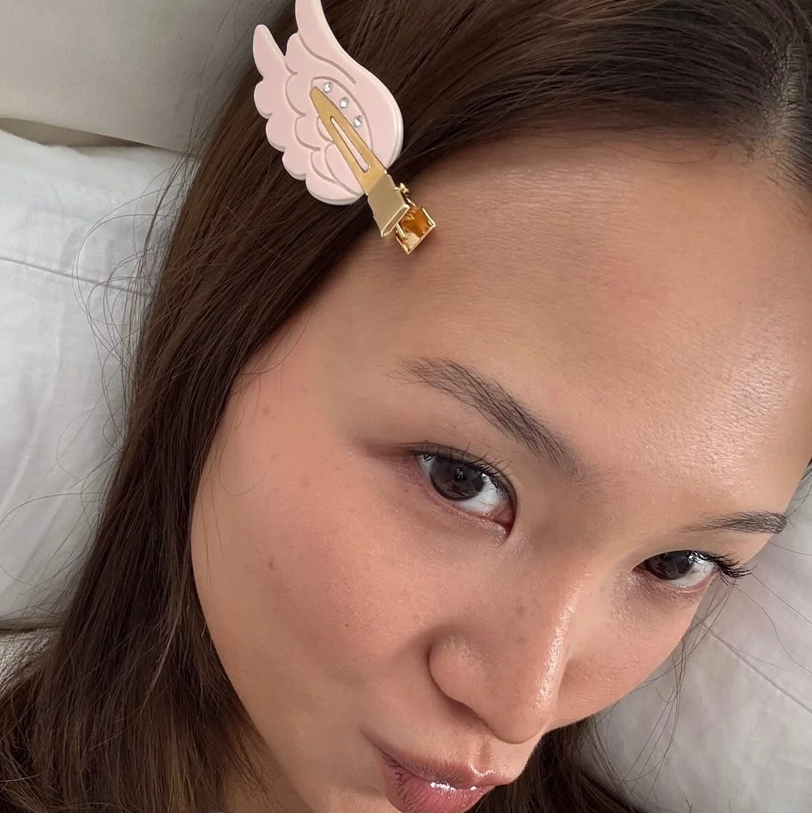 Emijay Angel Wings Hair Clips Pink Acetate Bangs Hairpins Sl Embedded Diamond Side Clips Sli Hair Accories