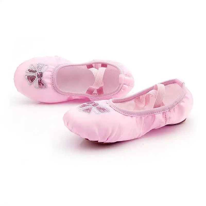 

USHINE Children's Dance Shoe Soft Sole Practicing Cat Claw Satin Embroidery Ballet Body Yoga Girl Indoor Gymnastics Shoes