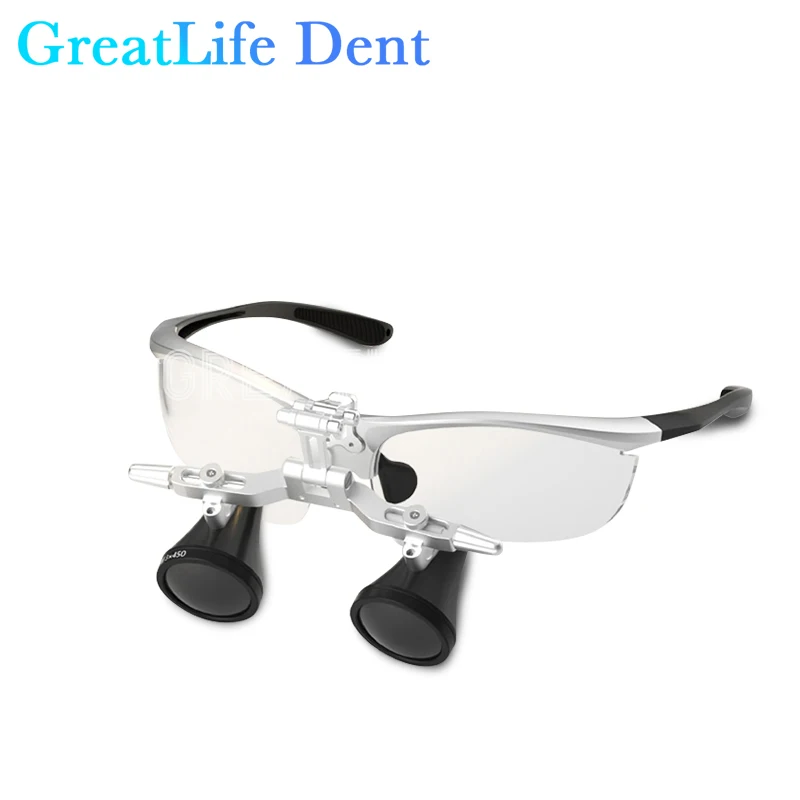 GreatLifeDentEighteethBRILLIANCEDentalLoupesHeadWearingGlasses