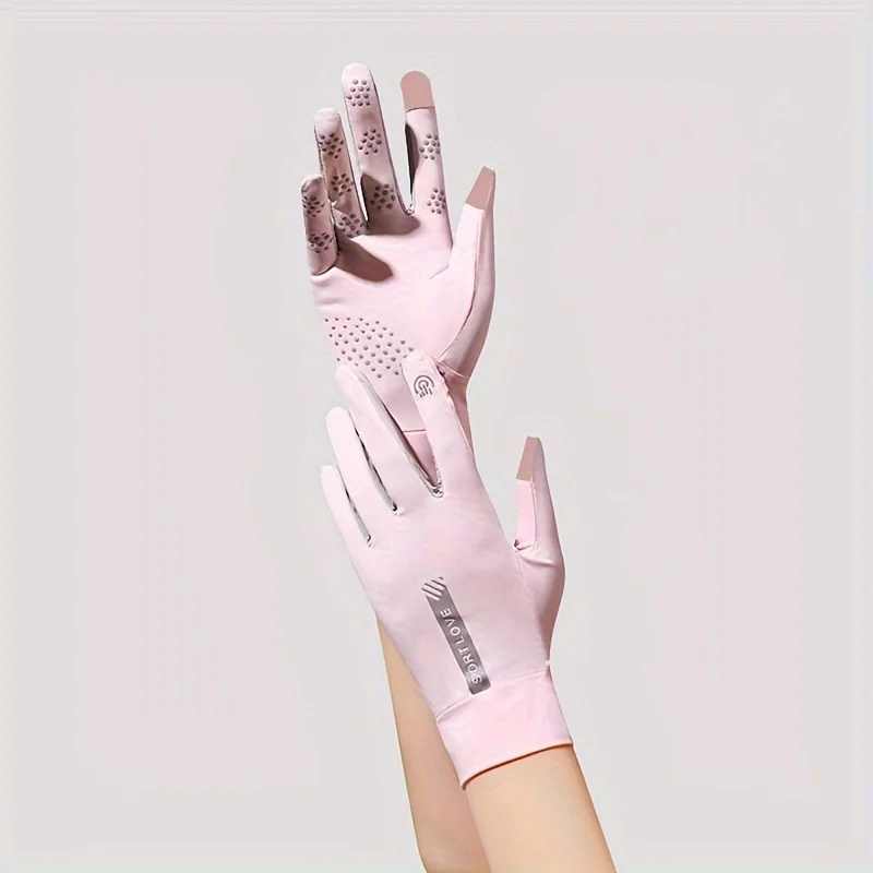 Sunscreen Gloves Ice Silk Breathable Outdoor Sports Cycling Gloves Anti-Slip Quick-Drying Gloves Women Light Driving Gloves