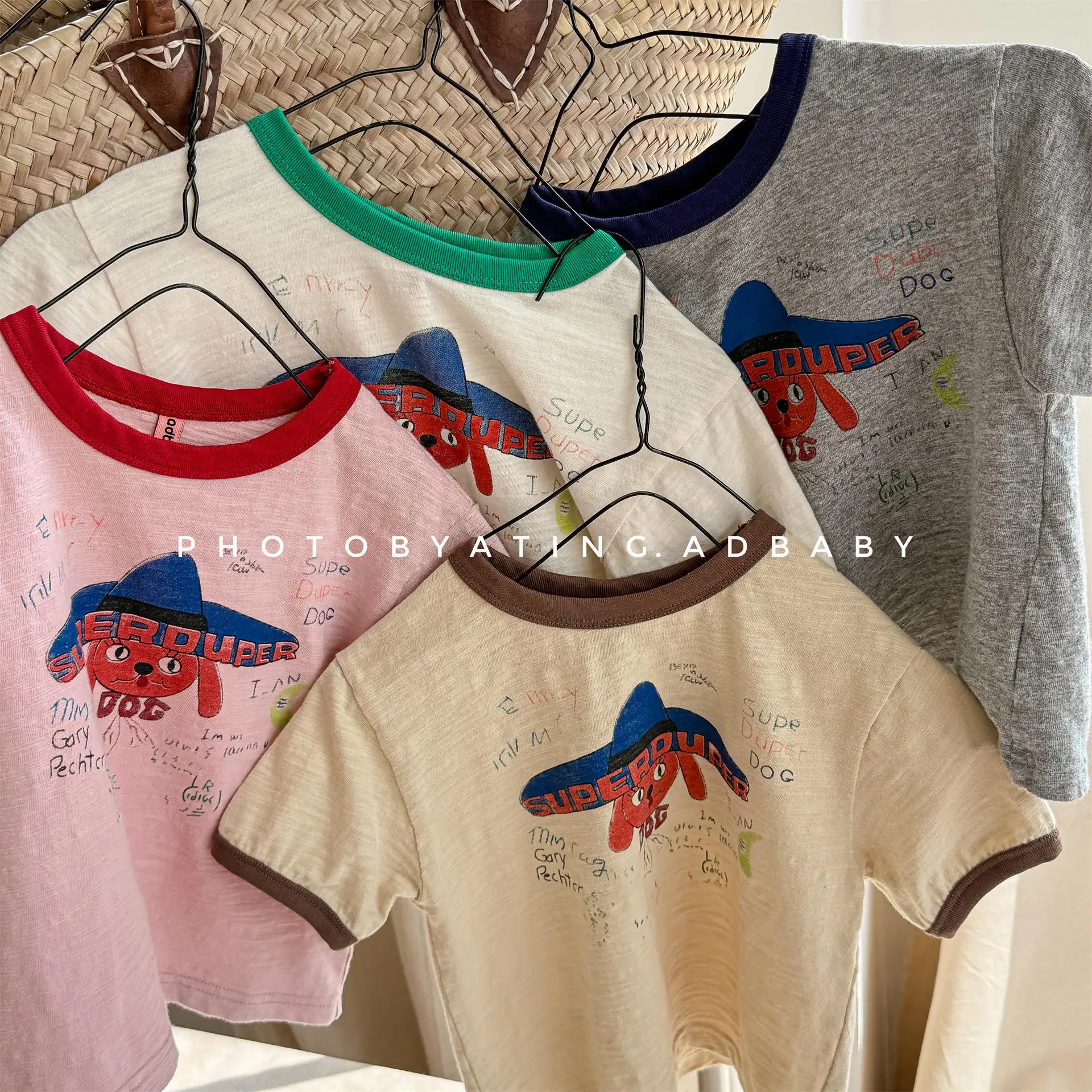 6268 어린이 T 셔츠 2025 여름 새로운 반응성 인쇄 소녀 민소매 티셔츠 소년 Bottoming Shirt 1-7Year Kid's Tees