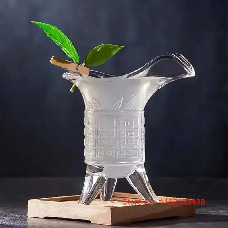 Description Picture 5 of item120ml Transparent Tripod Cup Vintage Chinese Style Wineglass Antique Cocktail Glass Emperor Brandy Snifter Retro Shot Glasses