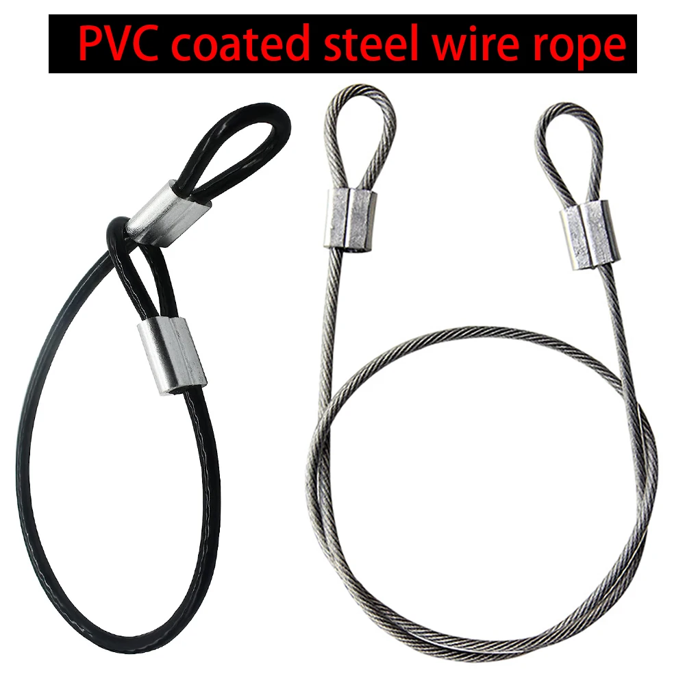 1.5-3mm Coated Steel Wire Rope Suspension Cable Lifting Component, Coated Short Rope Hanging Rope Lock Safety Lanyard Chain