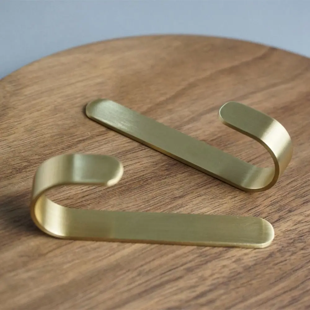 Brass Wall Hook Self Adhesive Brass Hooks Behind-door Key Clothes Hanger Hook J Shaped Towel Holder Bathroom Kitchen Accessories 2