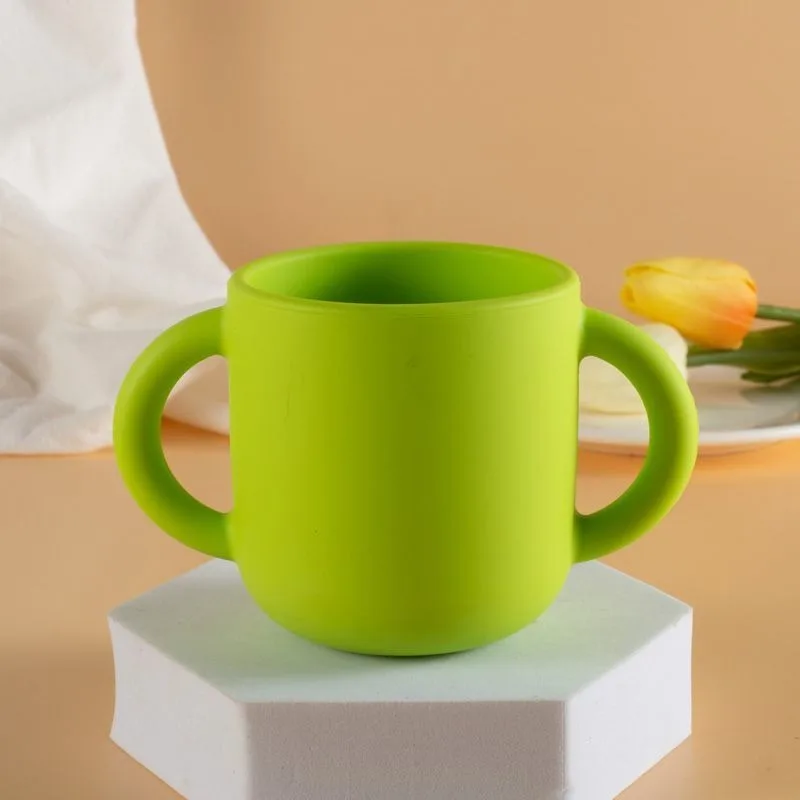Double Handled Cup Tiny Silicone Drinking Training Cup for Baby and Toddler Learning 6months Drink Shatterproof Infant 2 Shank