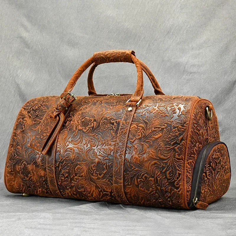 Genuine Leather Travel Duffle Bag for Men