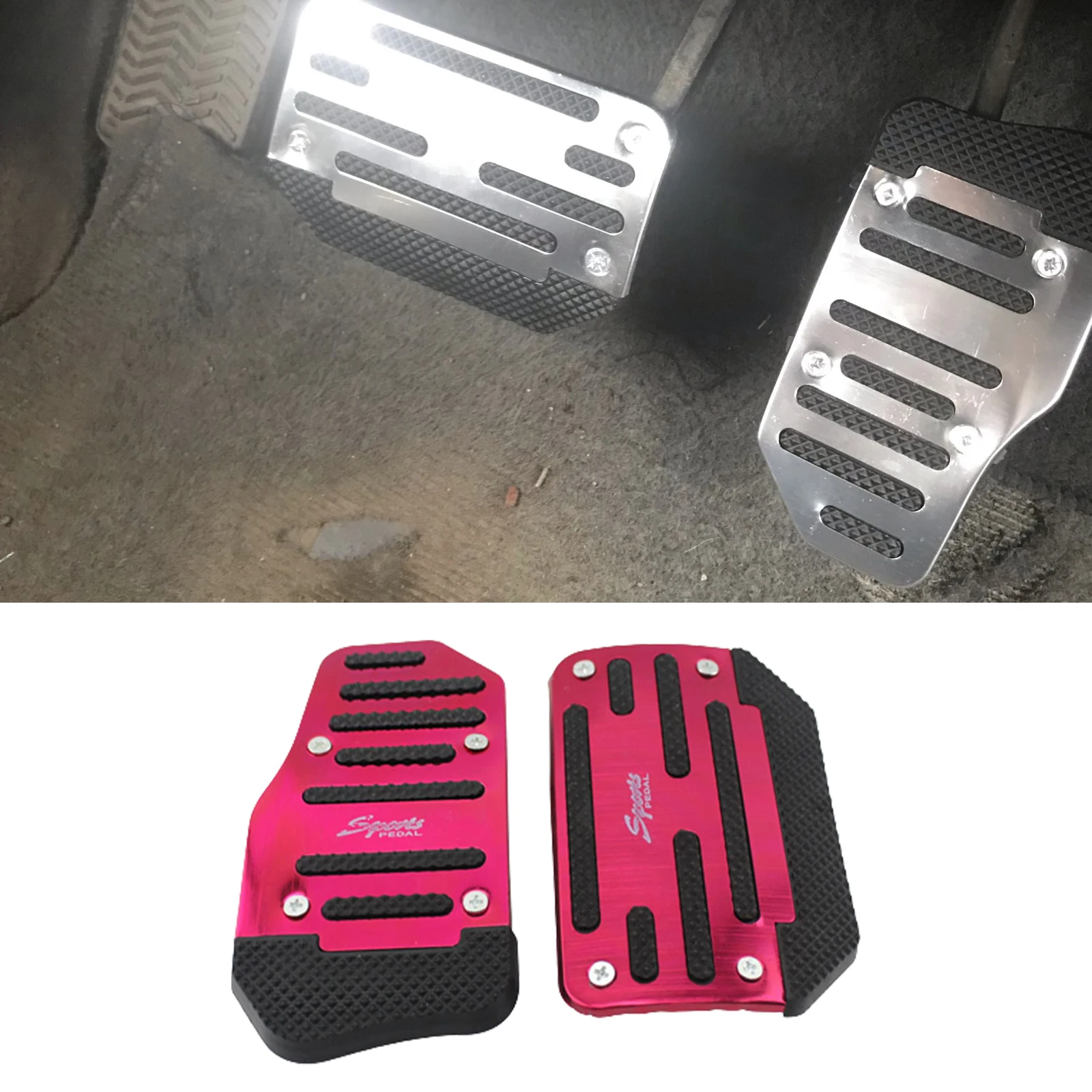 2x Universal Car Pedals Cover Aluminum Automatic Brake Gas Accelerator