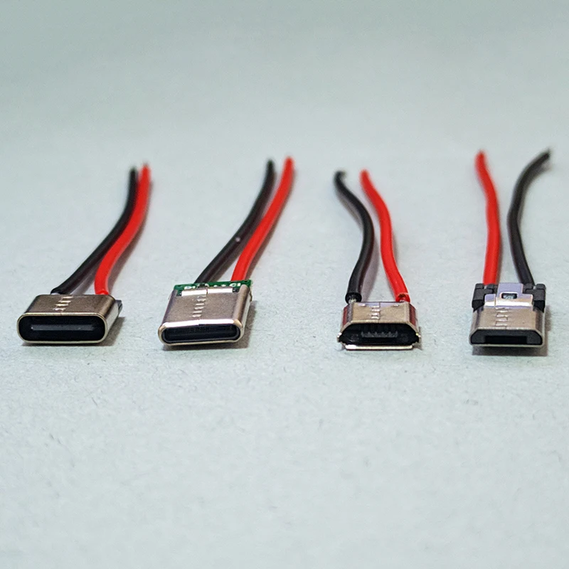 USB Type-C 마이크로 2핀 납땜형 남성 여성 플러그인 보드 고속 충전 소켓 USB-C 용접 와이어 커넥터 잭 테일 플러그