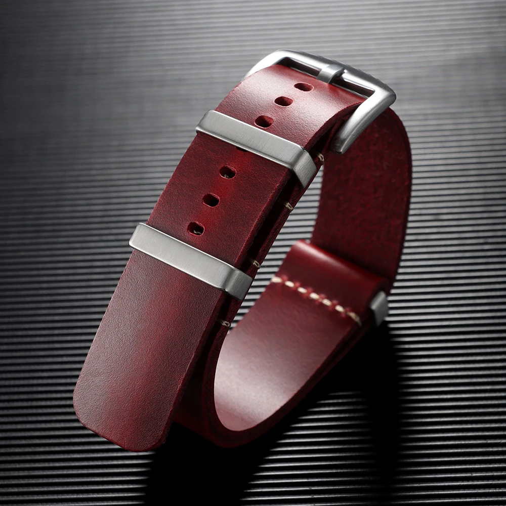 Premium Genuine Leather Watch Strap – One-Piece Adjustable Band, Replacement Accessory