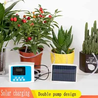 Garden Drip Irrigation Device Double Pump Controller Timer System, Solar Energy Intelligent Automatic Watering Device for Plants 3
