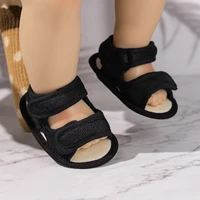 KIDSUN 2024 Newborn Baby Girl Sandals Cotton Sole Light Weight Breathable Baby Princess Shoes Baby Girl Infant Sandals Canvas 4