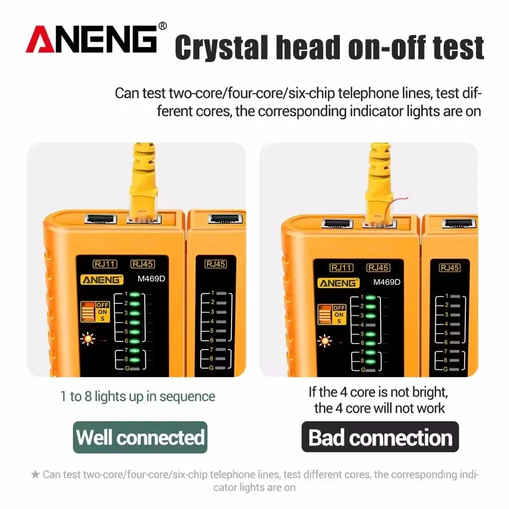 ANENG M469D RJ45 Cable Lan Tester Network Cable Tester RJ11 RJ45 RJ12 CAT5 UTP LAN Networking Tool Network Repair
