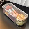 1pc Acrylic Makeup Organizer with Lid - Dustproof Cosmetic Storage Box for Brushes Portable Beauty Sponges & Powder Puffs 6