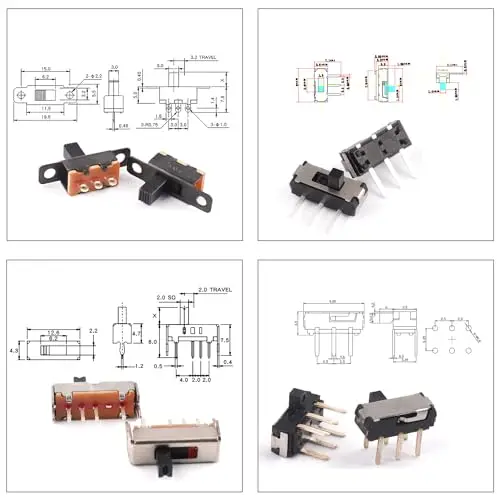 Slide Switch Assorted Kit Mini Micro PCB Panel Slide Switch 2Pin 3Pin 4Pin ON/Off ON/Off/ON Arduino Breadboard