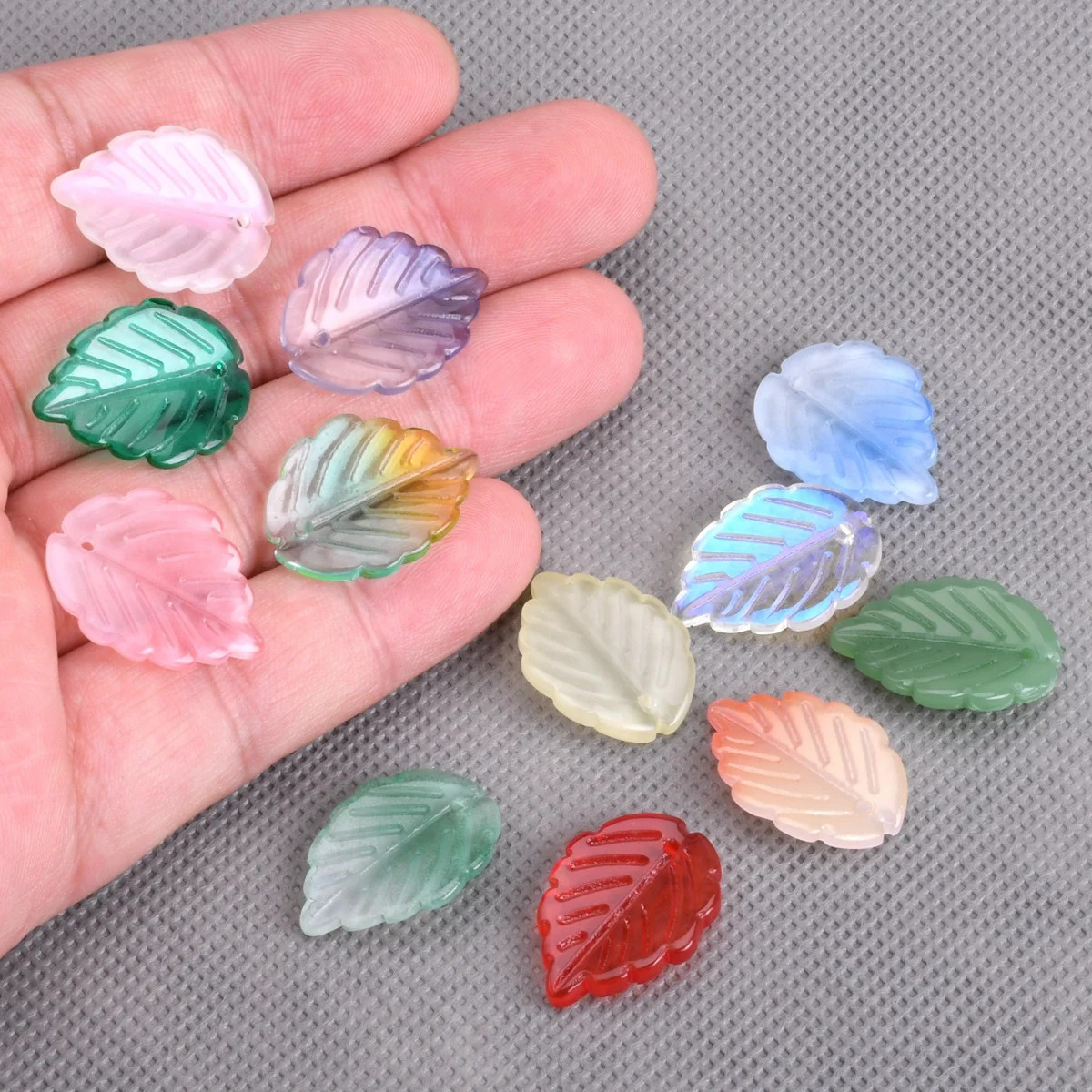 10pcs Leaf Shape 23x18mm Handmade Foil Lampwork Glass Loose Pendants Petal Beads for Jewelry Making DIY Crafts Findings 50pcs lot holographic laser foil pouch resealable mylar plastic bags ziplock bags for jewelry display wrapping storage pouches