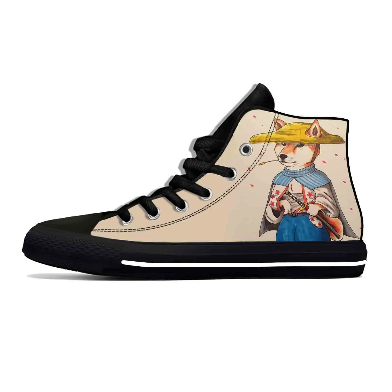 Japanese Anime Cartoon Manga Samurai Shiba Inu Casual Cloth Shoes High Top Lightweight Breathable 3D Print Men Women Sneakers