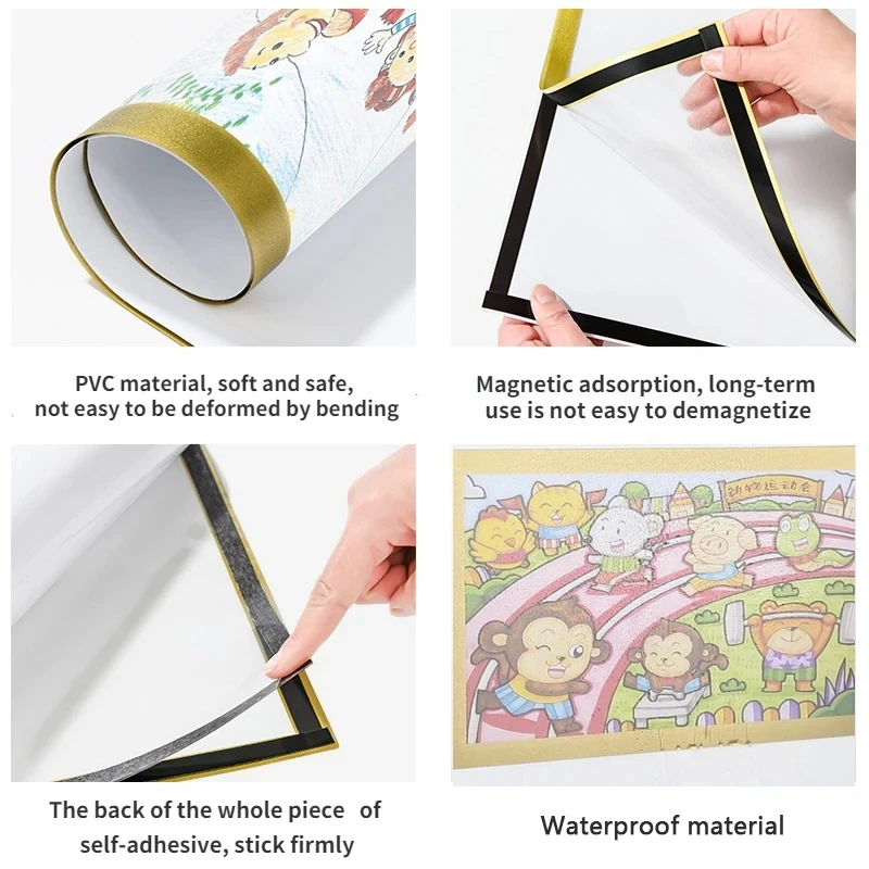 PVC Magnetic Board Poster Frame Wall Adhesive Picture Frame Magnetic Poster Display Board
