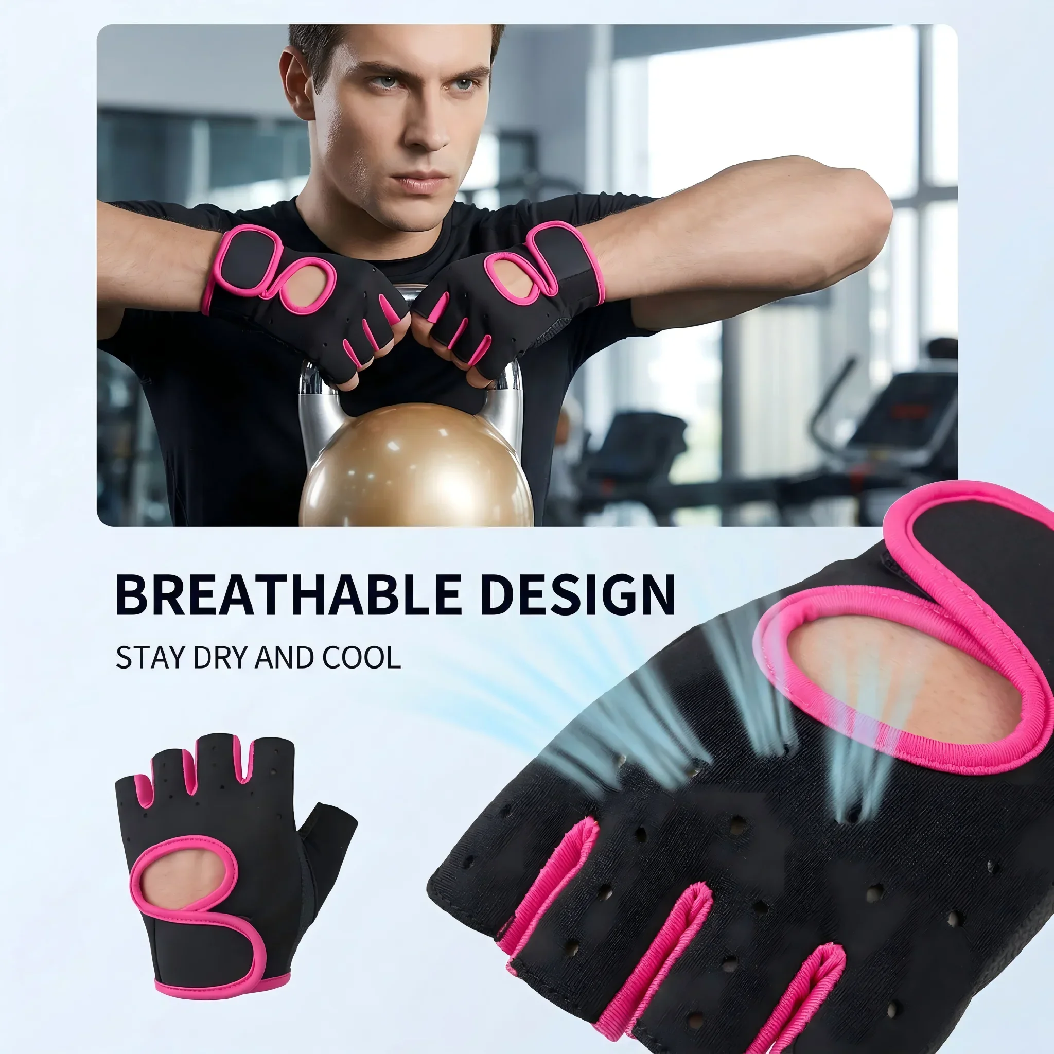 Enhanced Grip Workout Gloves with Breathable Fabric and Wrist Support
