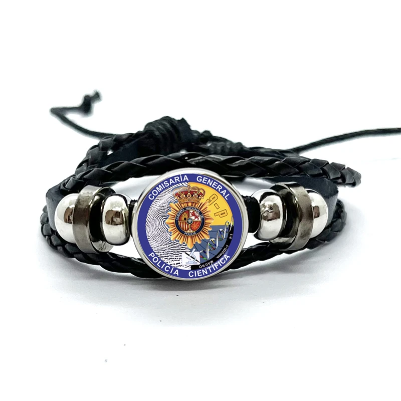 España Guardia Civil El Honor Es Mi Divisa Glass Dome Leather Bracelets Multilayer Spanish Police Braided Bangles Jewelry Gift 2