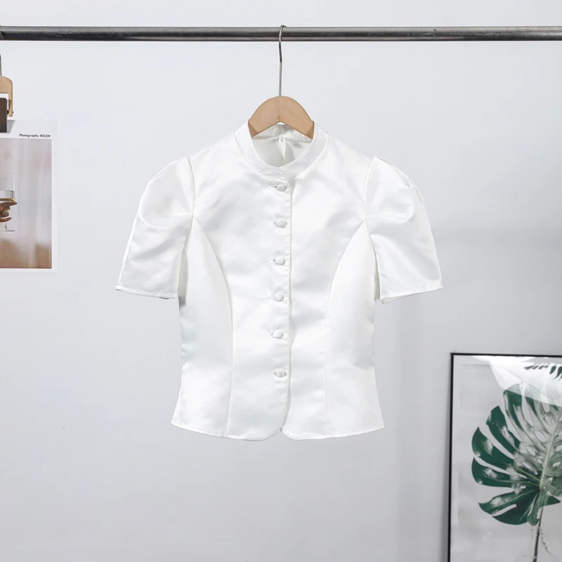 Elegant Single-breasted Short Sleeve Top Women's Solid O-neck Tank Tops Coat 2026 Spring Summer New Ladies High Street Outwear