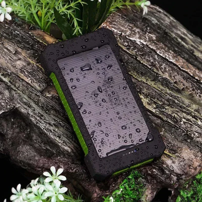 New 20000mAh portable Solar Power Bank Outdoor Wild Fishing Camping Large Capacity Backup Power Supply Rapid Charging Power Bank 5