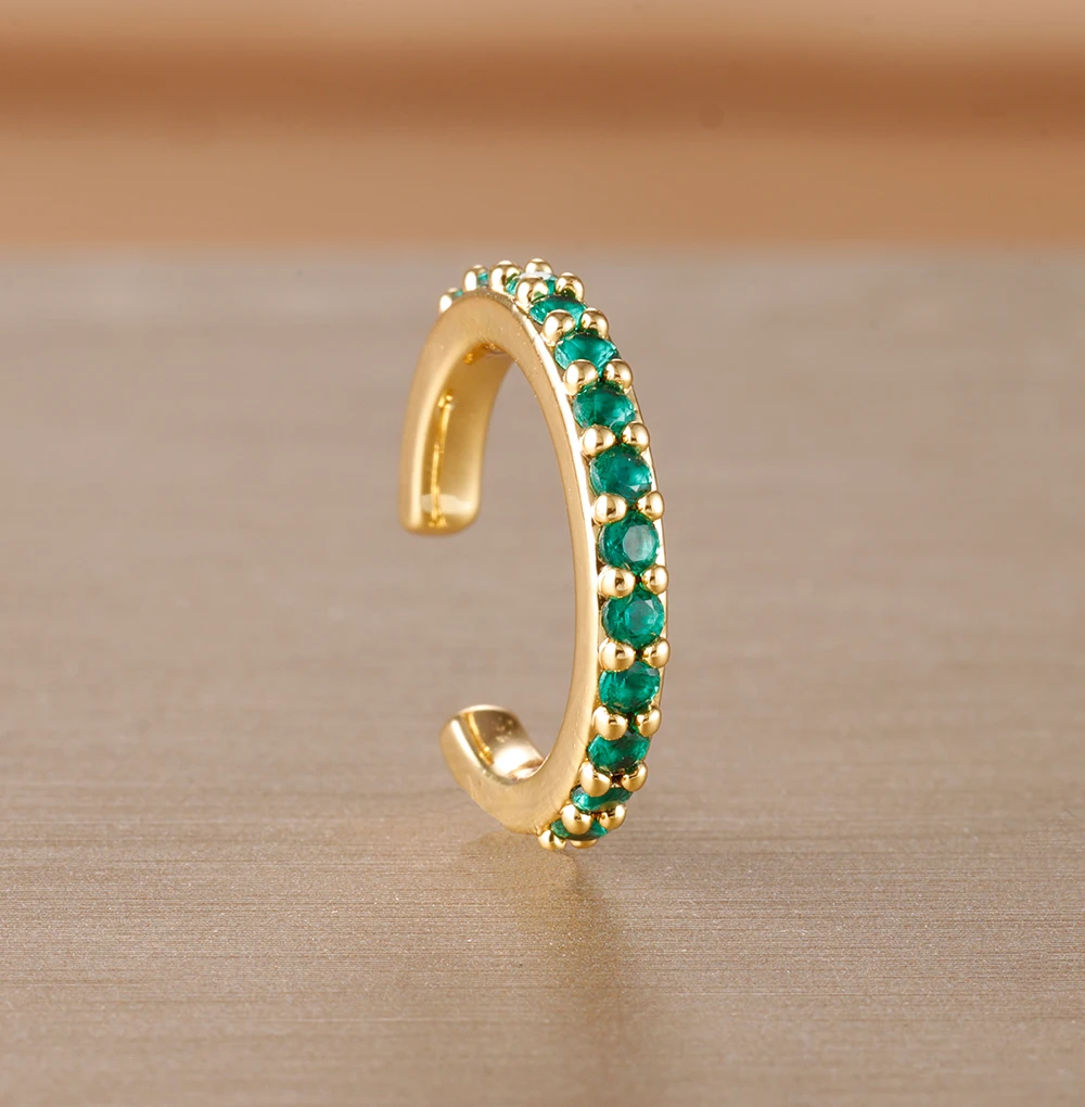 1PC Simple Metal Crystal Ear Cuff for Women Teens Gold Color Non Piercing Fake Cartilage Clip Earrings Statement Jewelry Gift