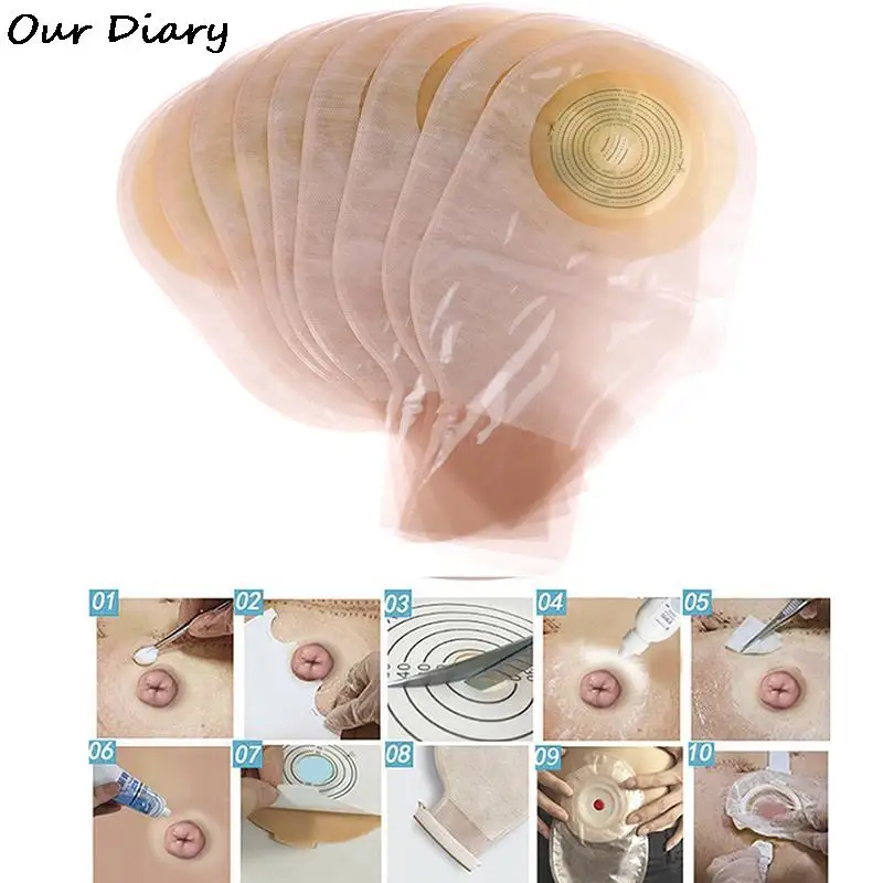 

New 10X One-piece System Colostomy Bags Disposable Ostomy Drainable Single Pouch Kit