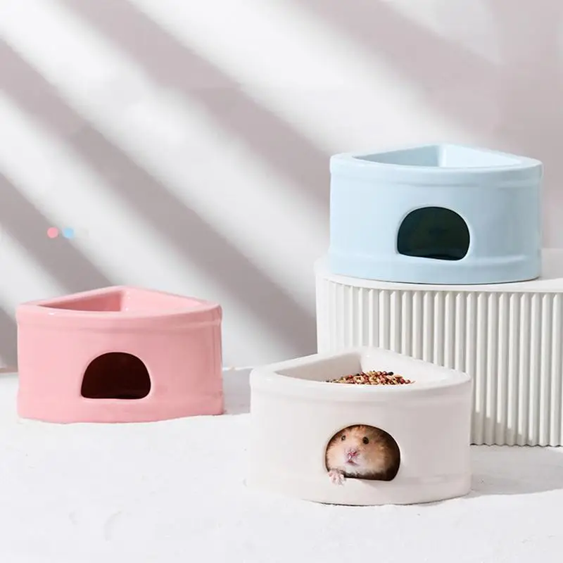 

Ceramic Hamster Hideaway House Guinea Pig Nest Chinchilla Cave Bed Hedgehog Hideout With Feeding Bowl Small Animals Supplies