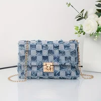 Fashion and casual one-shoulder denim bag, exquisite one-shoulder messenger chain bag, versatile temperament women's bag