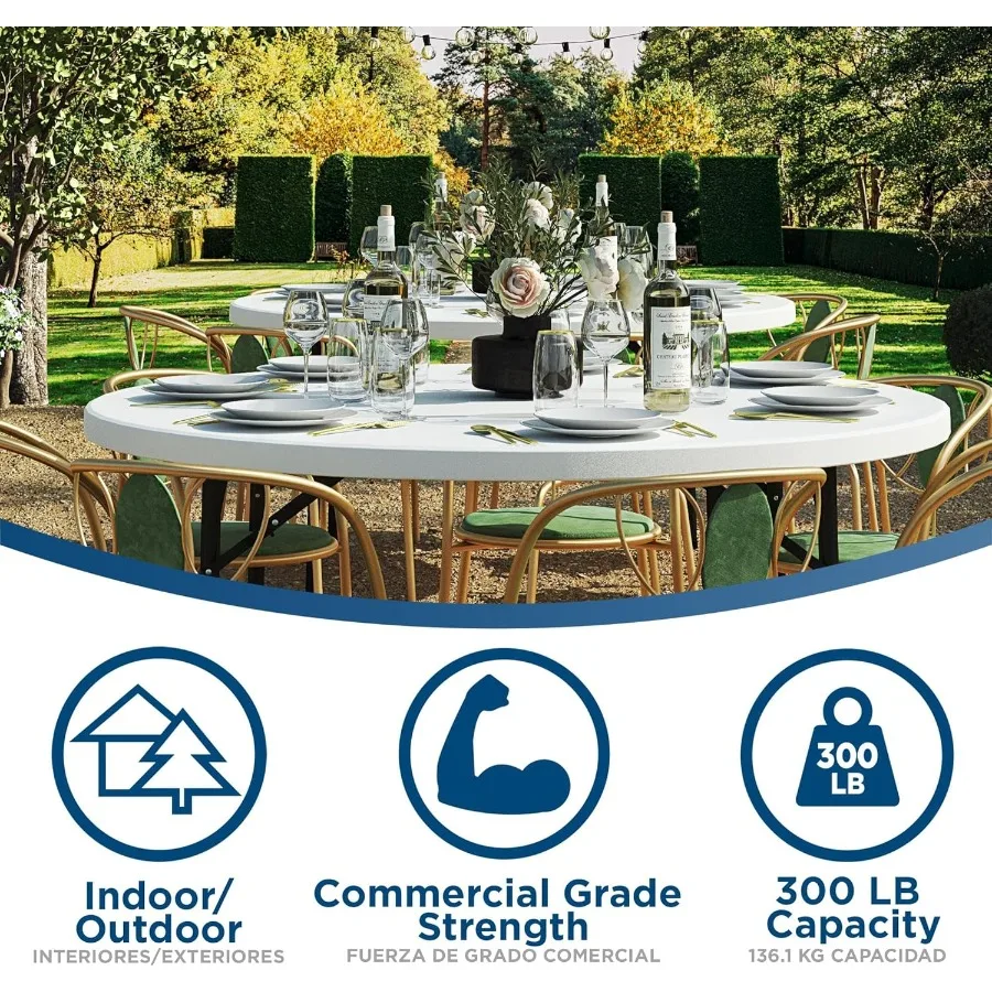 Commercial 5' 60 Round Blow Mold Table White