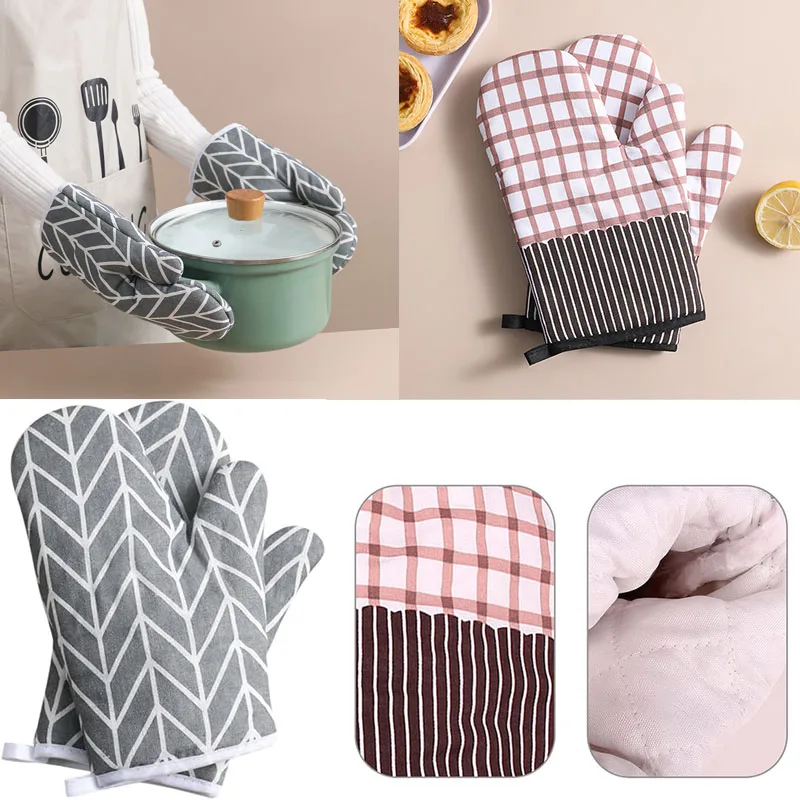 Heat-Resistant Quilted Pot Holders Non-Slip Silicone Lined Oven Mitts for Cooking Baking Grilling Handling Hot Pots and Pans