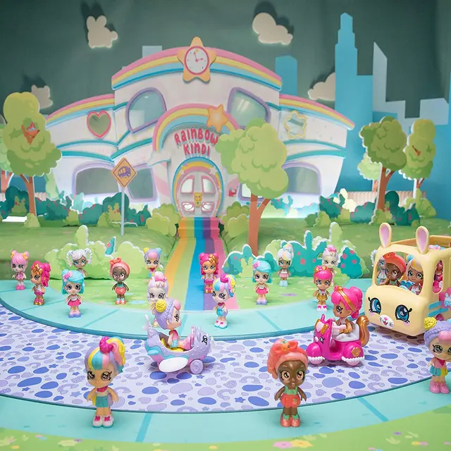 Kindi Kids Minis Donatina's Car Minis Lippy Lulu's Scooter Kids Minis Rainbow Kate's Airplane School Bus Doll Playsets Girls Toy 3