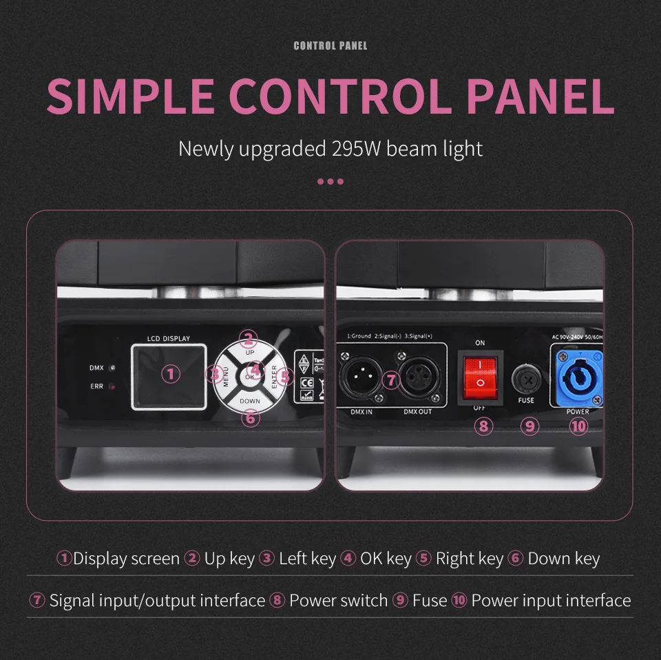 LED DMX Controller Beam Moving Head Light 260/295W DJ Disco Beam Light Bar Club