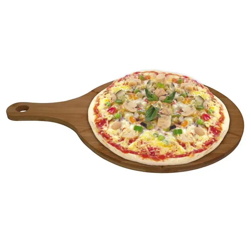 

Pizza Peel Wooden Round Pizza Paddle with Cutting Guide Pizza Cutting Board for Cheese Bread Fruit Vegetable Kitchen Gadget