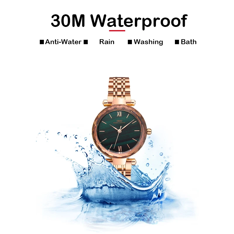 Designer Luxury Watch Women Green Steel Top Brand Quartz Wristwatch Ladies Original Waterproof Rose Golden Hand Clock Female