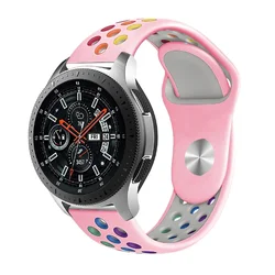 Versatile Silicone Watch Band - 20mm/22mm Adjustable Strap for Multiple Smartwatches (Pink rainbow)
