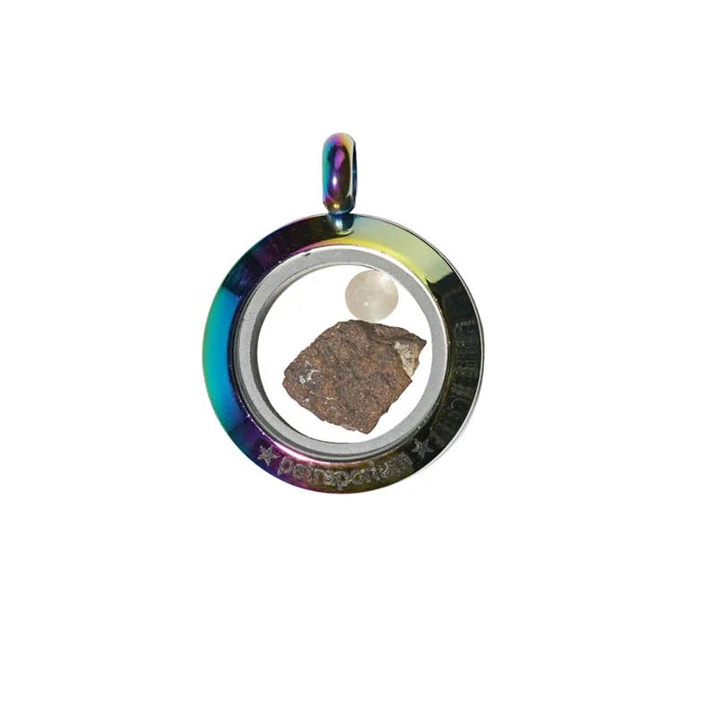 

Titanium Steel Hand Inlaid Natural Meteorite Pendant Cosmic Alloy Sliced Necklace Tian Tiexuan