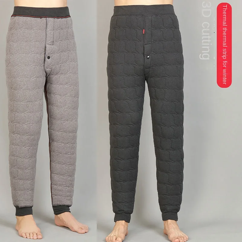 Mens Sports Pants Winter Snow High Stretch Natural Silk Ski Legging Panties Thicken Warm Cold-resistant Cotton-padded Pants
