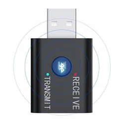 USB Bluetooth 5.0 Dual - Function Audio Adapter - Stereo Wireless Transmitter & Receiver (Black)